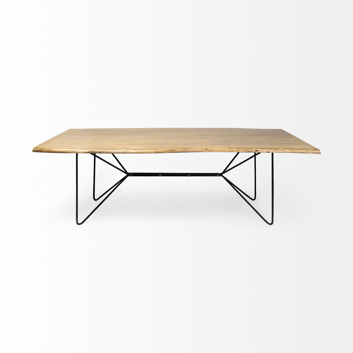 Papillion 84'L x 40'W Rectangular Dining Table | Modern | Blonde Wood & Black Metal | Seats 8, by Mercana, 84" length x 40" width x 30" height View 4