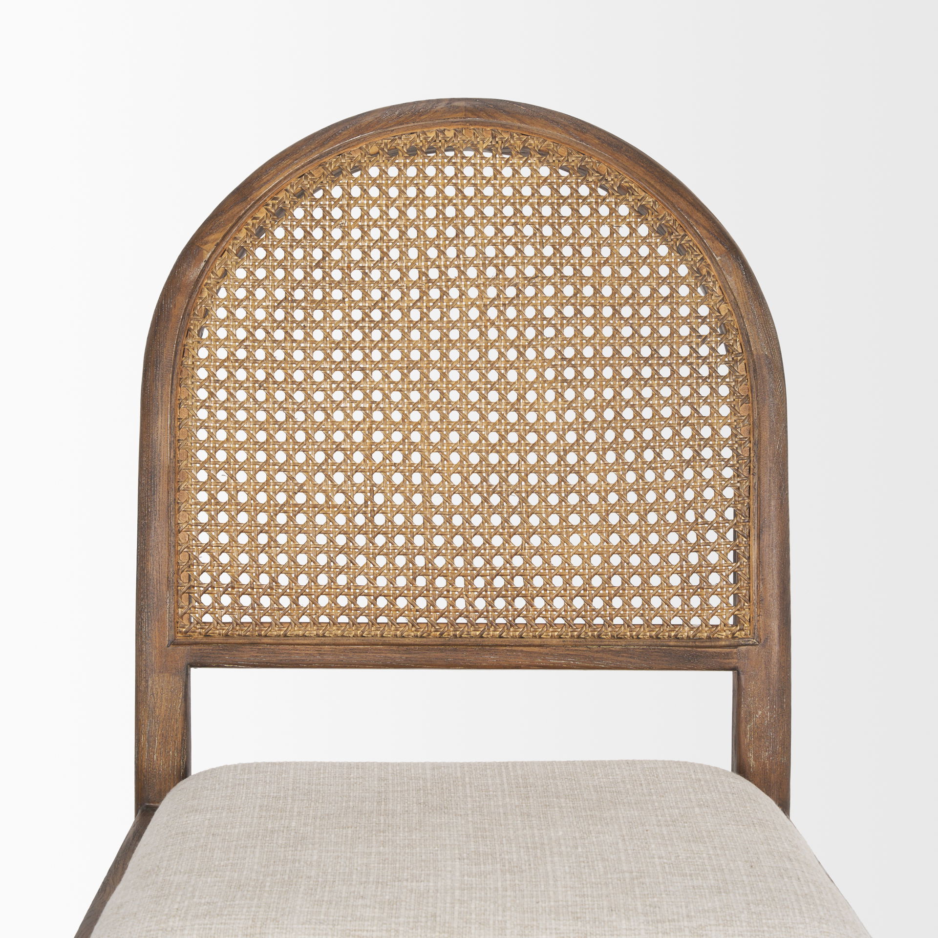 Elle Rounded Caneback Medium Brown Wood with Oatmeal Fabric Dining Chair large image 