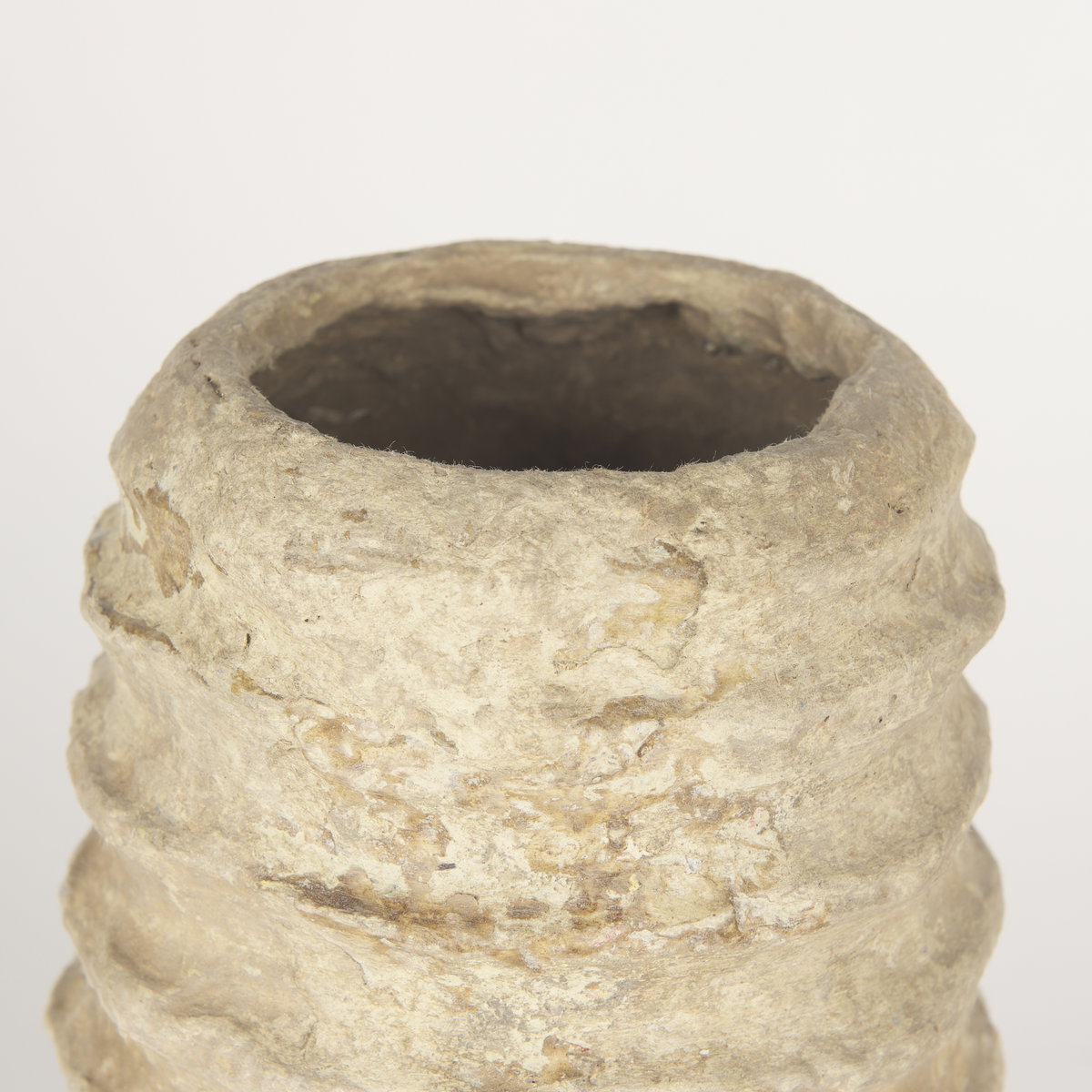 Kamli Small Beige Paper Mache Vase, by Mercana, 5" length x 5" width x 12" height View 6