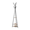 Everett Matte Black Metal with Two Wood Shelves Coat Rack, Stands, Racks & Hook by Mercana, 16.75" length x 16.75" width x 71" height thumbnail 1