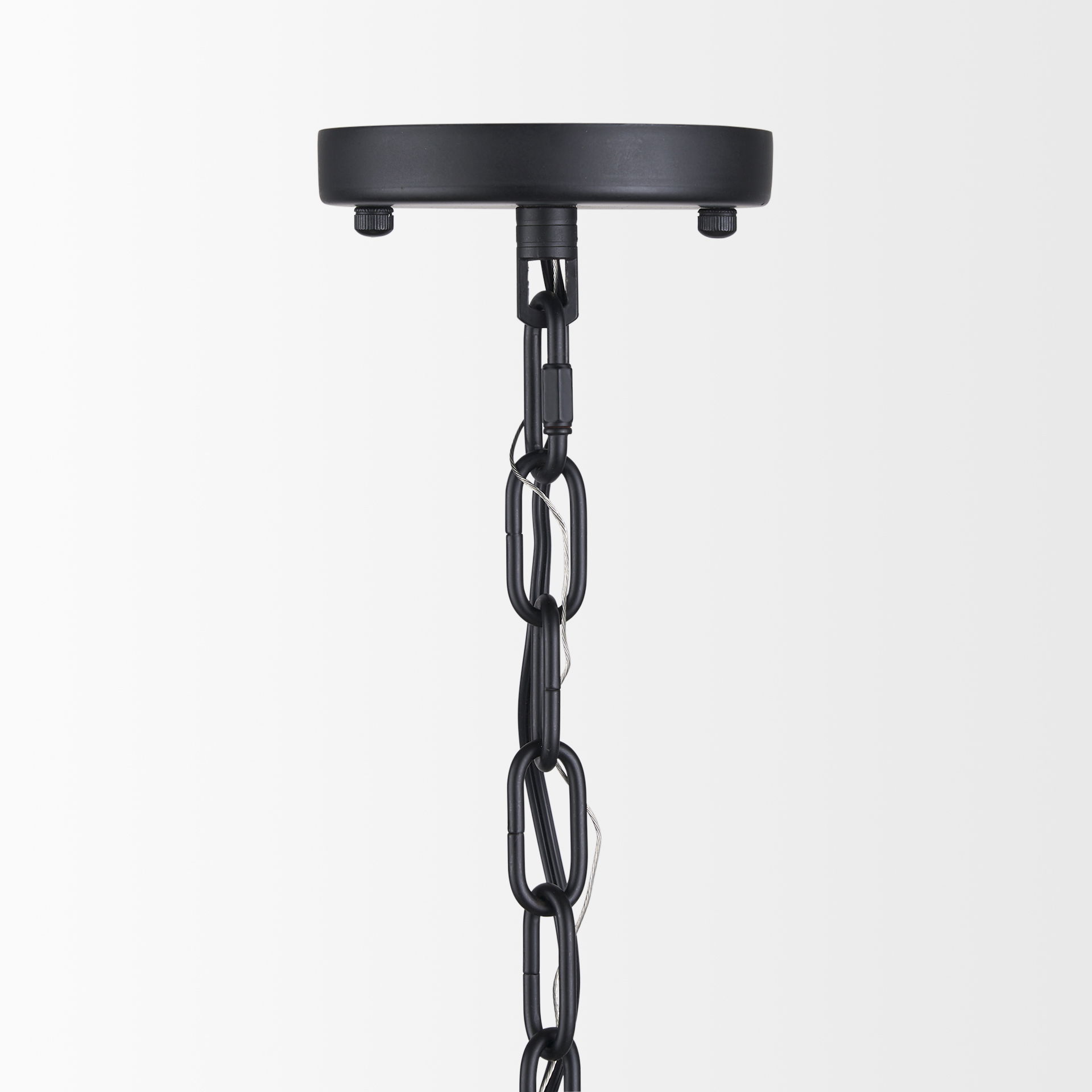 Edie Matte Black Metal with Frosted Glass Globe 1-Light Pendant, by Mercana, 12" length x 12" width x 54" height View 4