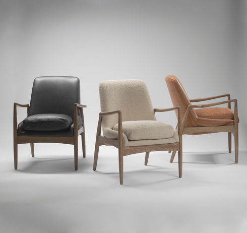 Westan Cognac Faux Leather with Medium Brown Wood Accent Chair