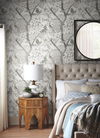 Peacock Block Print Grey Wallpaper thumbnail 1