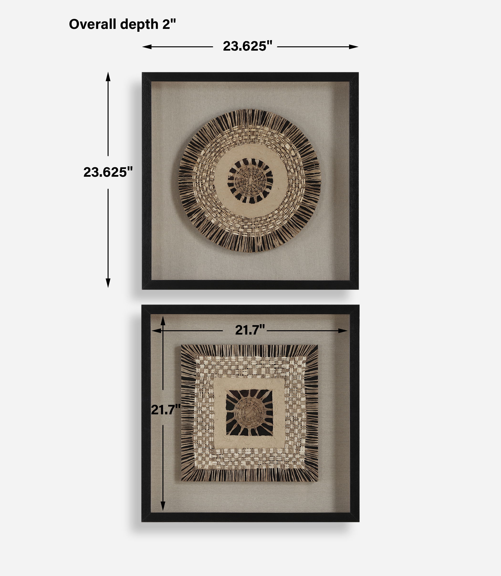 Intertwine Knit Paper Shadow Box Set/2, Sculptural Wall Art by Uttermost, 23.62" width x 23.62" height x 2" depth View 3
