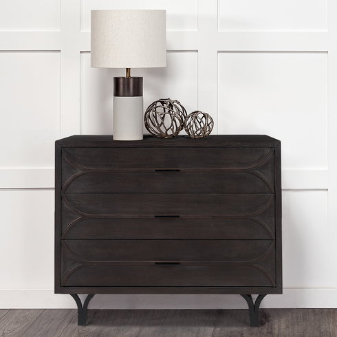Giselle I 40L x 16W Dark Brown Fir Veneer 3 Drawer Accent Cabinet
