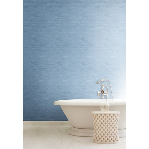 Horizontal Grasscloth Light Blue Wallpaper
