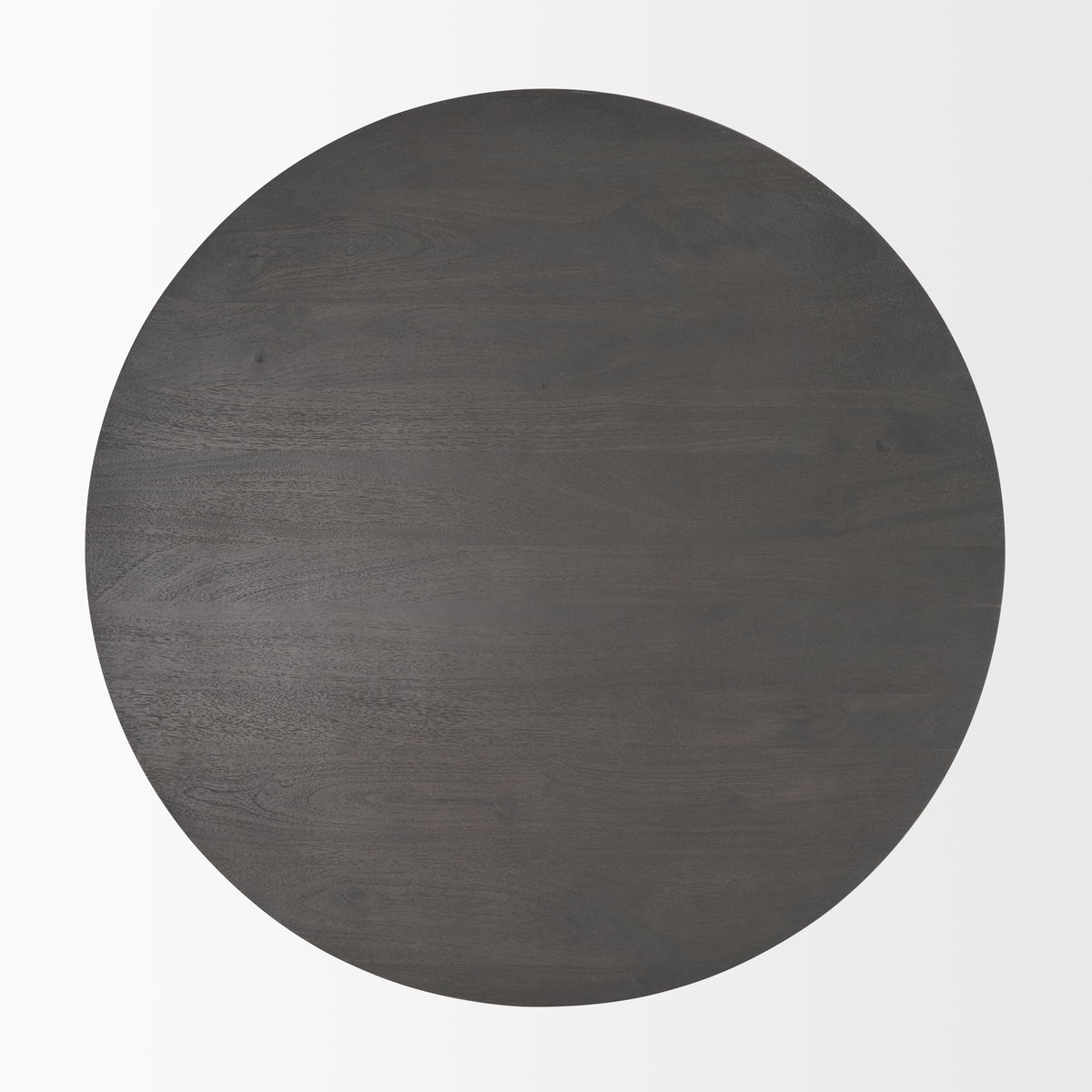 Maxwell 34' Dark Brown Wood with Black Metal Pedestal Base Round Coffee Table, by Mercana, 34" length x 34" width x 16" height View 7