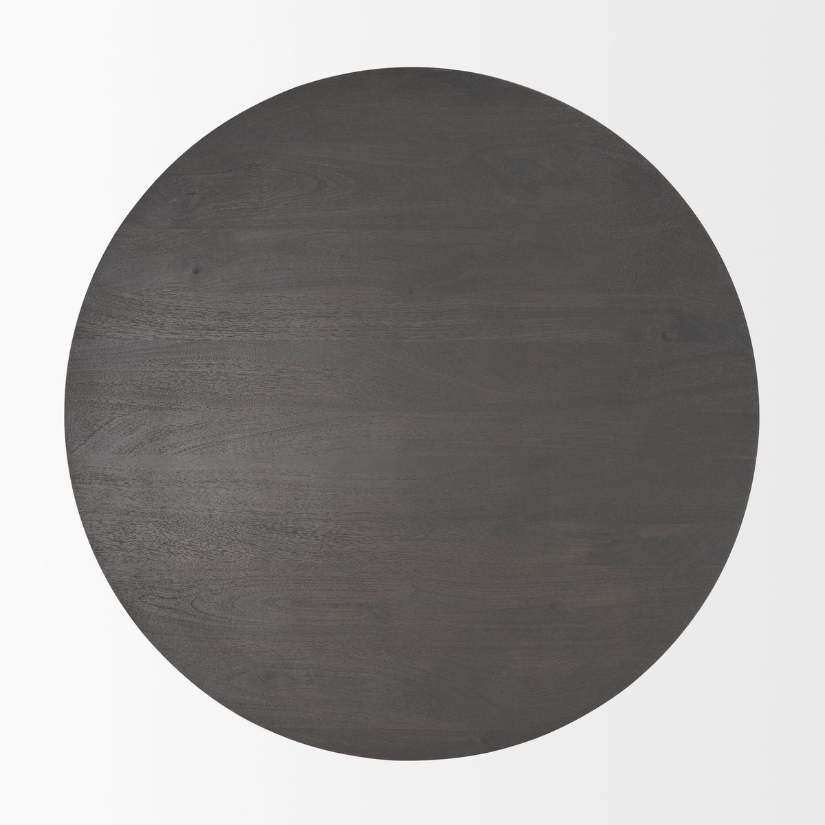 Maxwell 34L x 34W x 16H Dark Brown Wood with Black Metal Pedestal Base Round Coffee Table, by Mercana, 34" length x 34" width x 16" height View 7