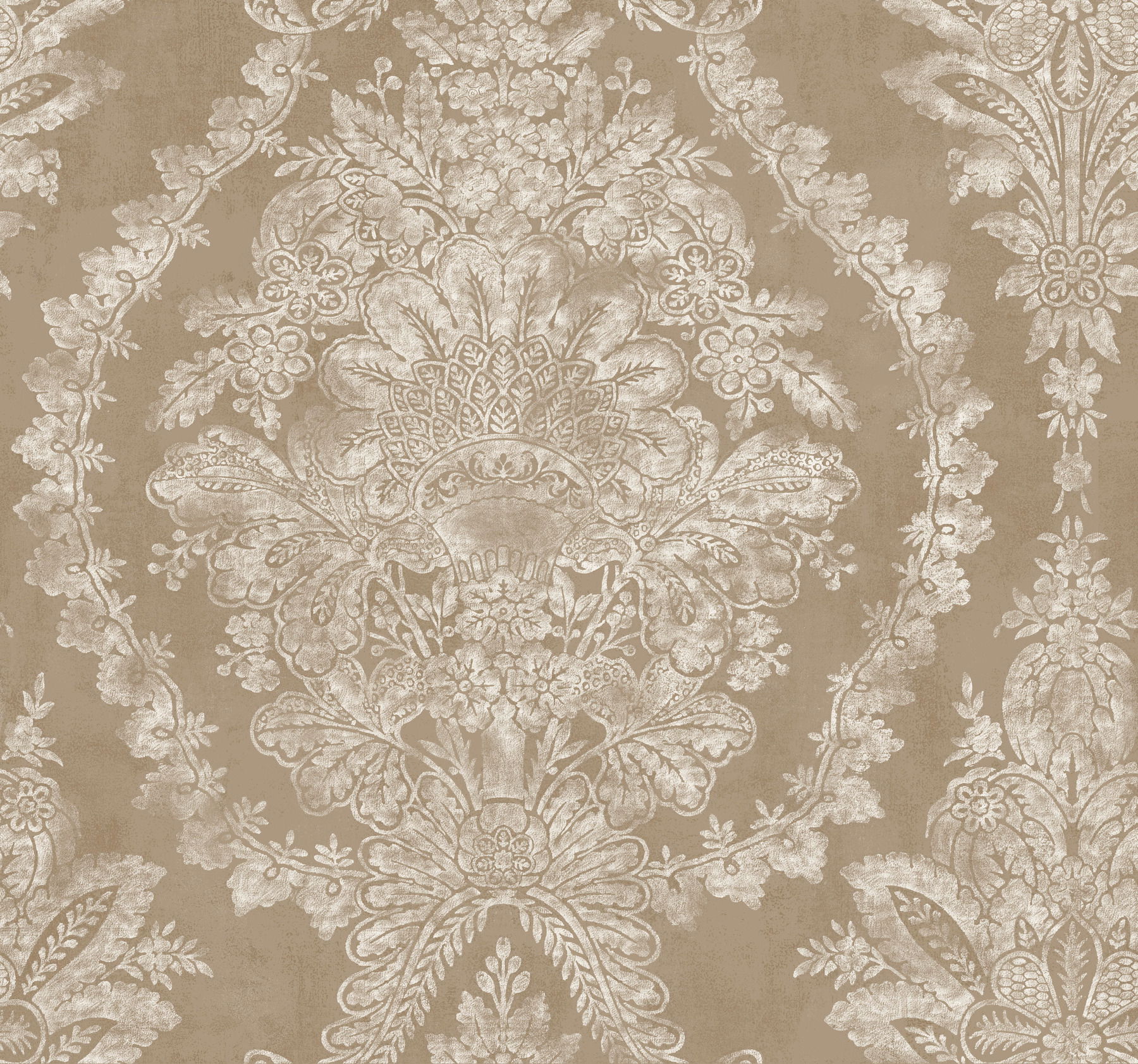 Charleston Damask Bronze Wallpaper, by York Wall, 27' length x 2'3" width x 0.02" depth View 1