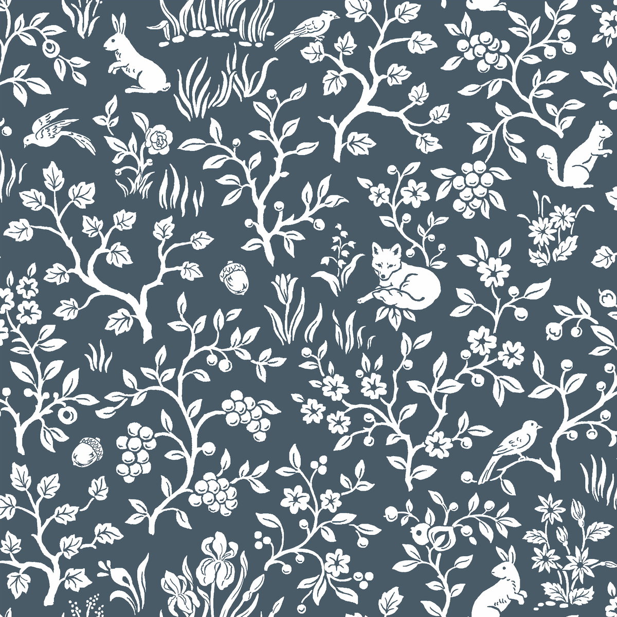 Magnolia Home Fox & Hare Navy Peel & Stick Wallpaper, by York Wall, 20' length x 1'8.5" width x 0.02" depth