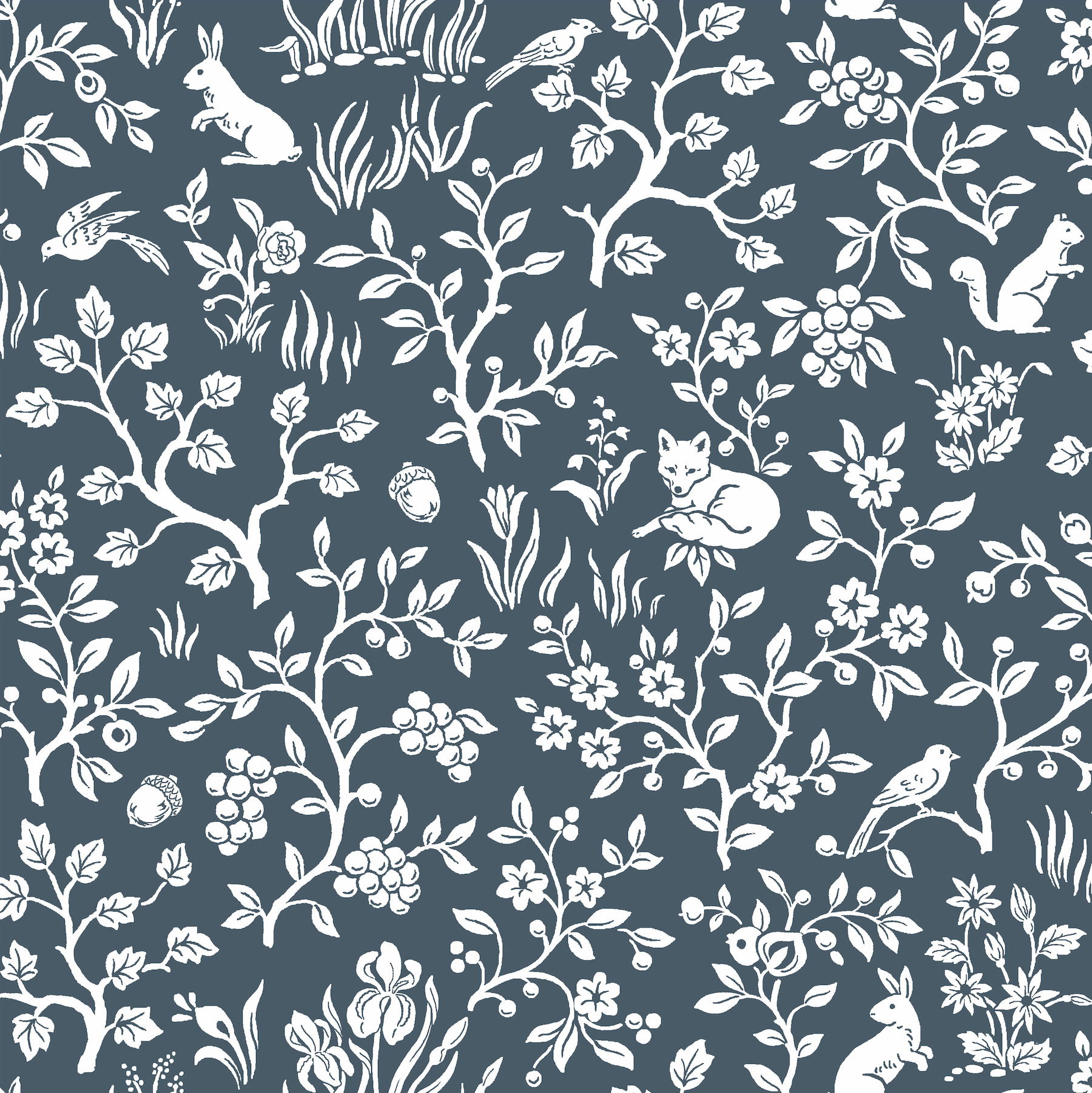 Magnolia Home Fox & Hare Navy Peel & Stick Wallpaper large image 