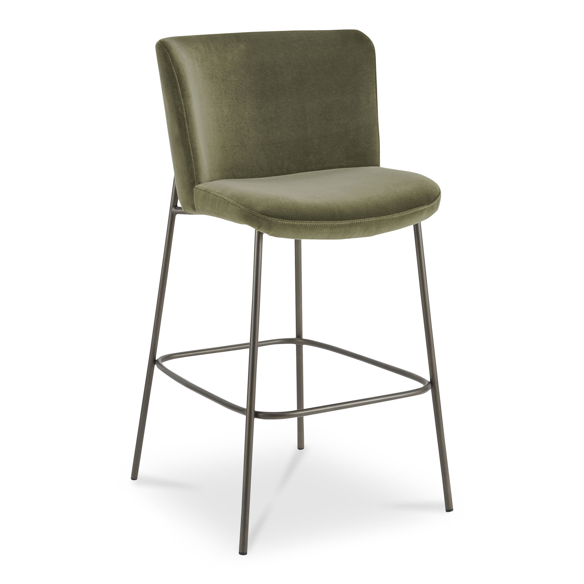 Early Bar Stool Faux Green Mohair, Counter & Bar Stool by Moe's Home, 21.7" width x 41" height x 23.4" depth View 2