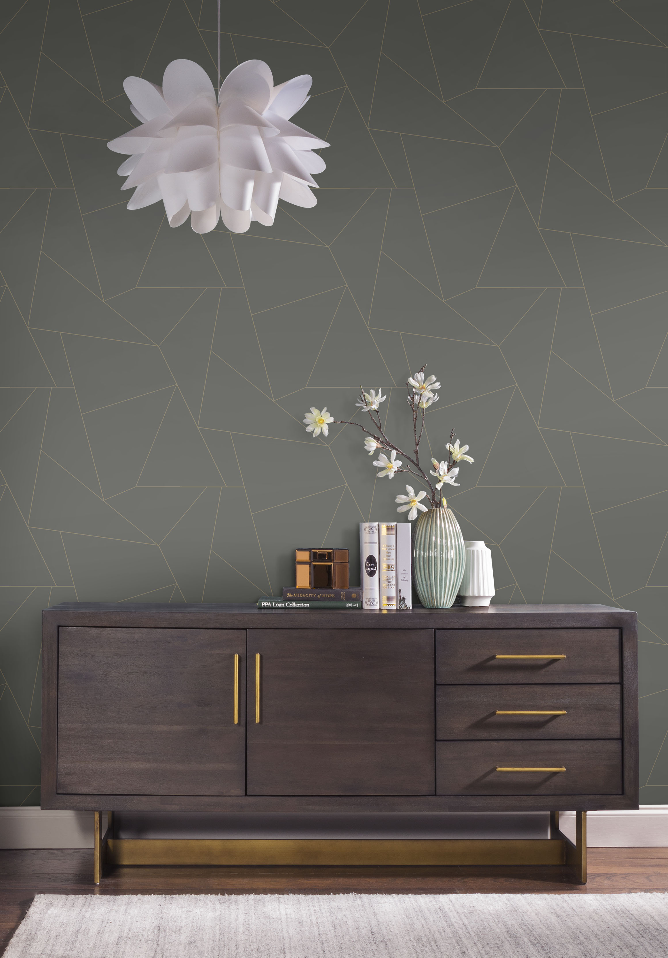 Fractured Prism Grey Peel & Stick Wallpaper large image 