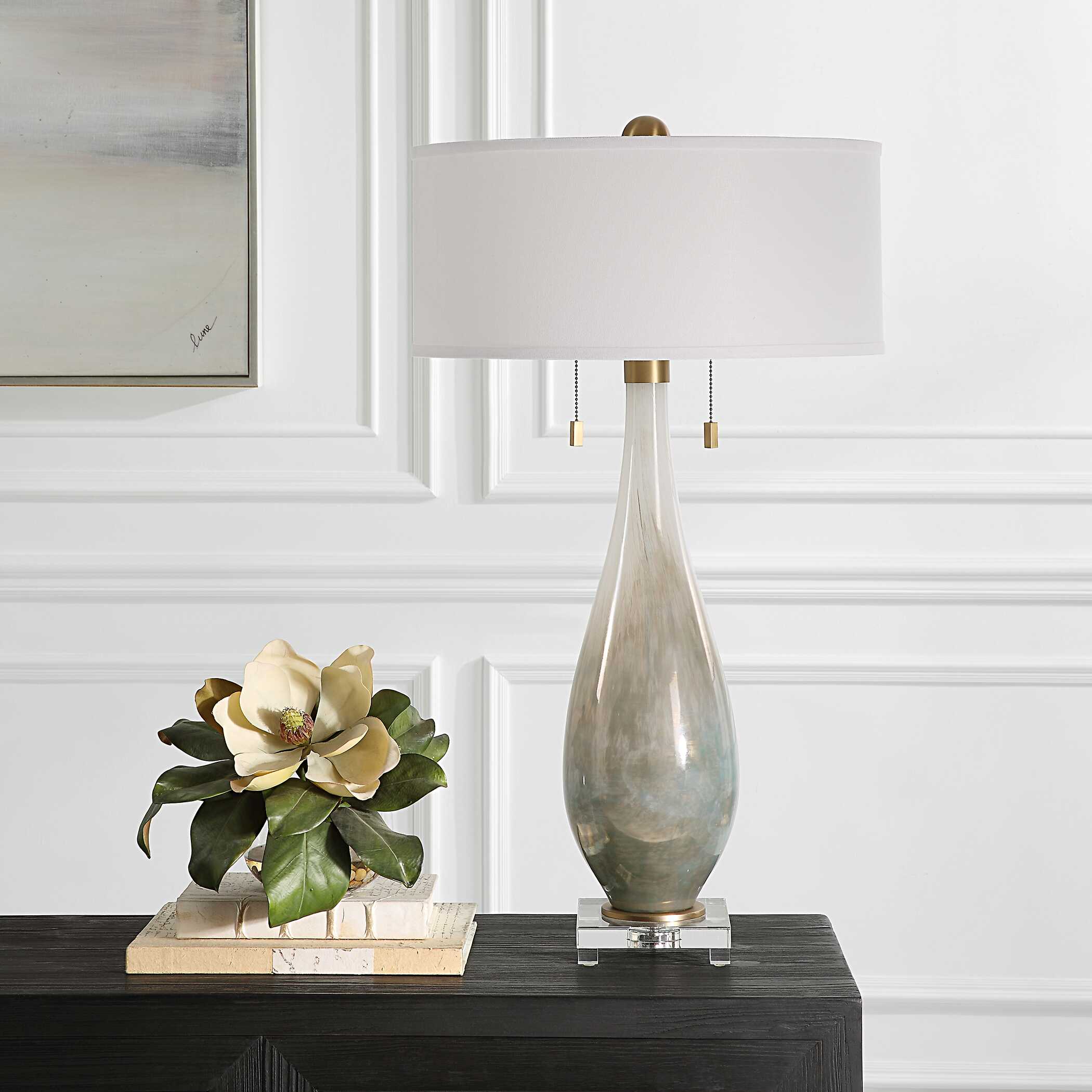 Cardoni Bronze Glass Table Lamp, by Uttermost, 18" width x 32.25" height x 18" depth View 4
