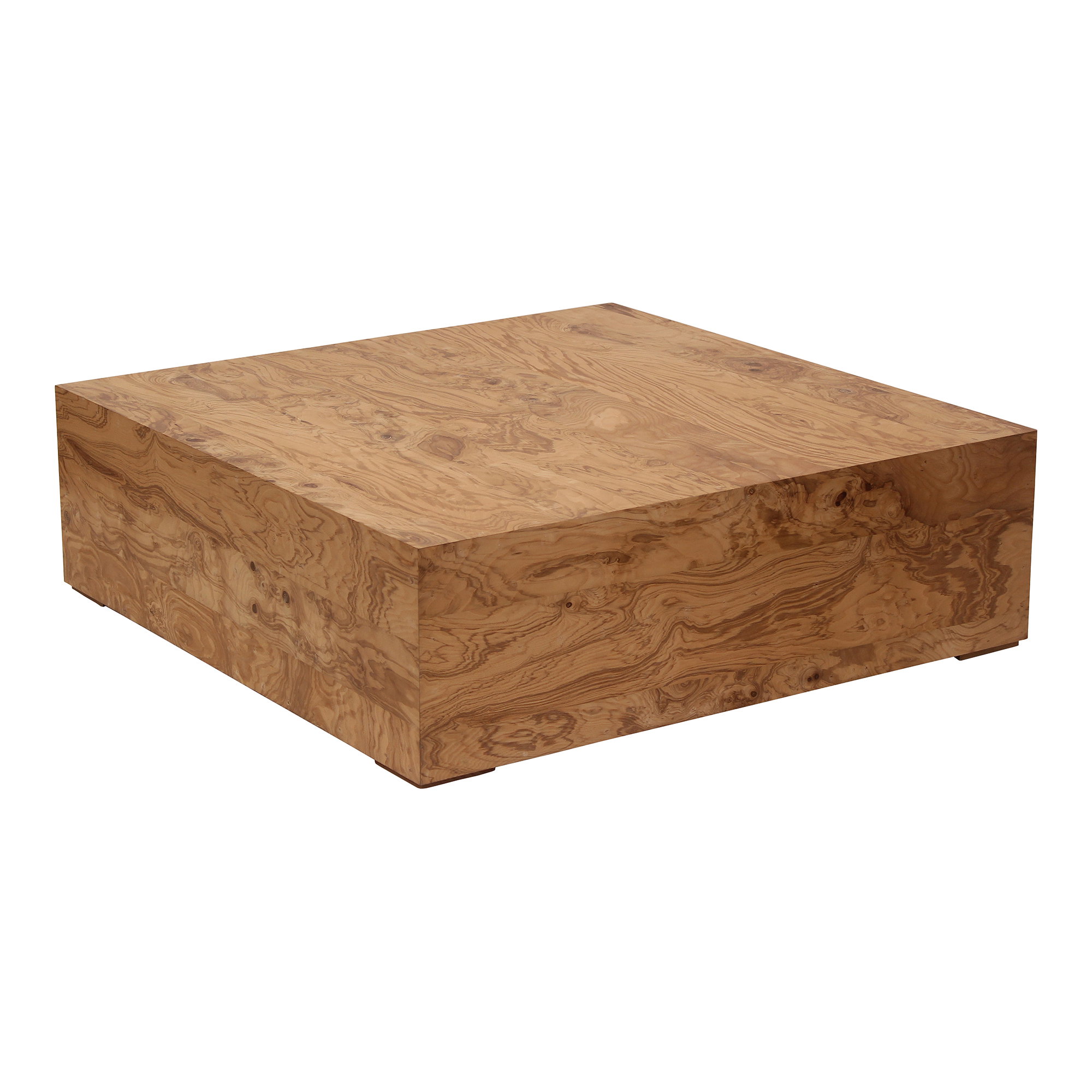Nash Coffee Table Honey Brown Burl, by Moe's Home, 40" width x 12" height x 40" depth View 2