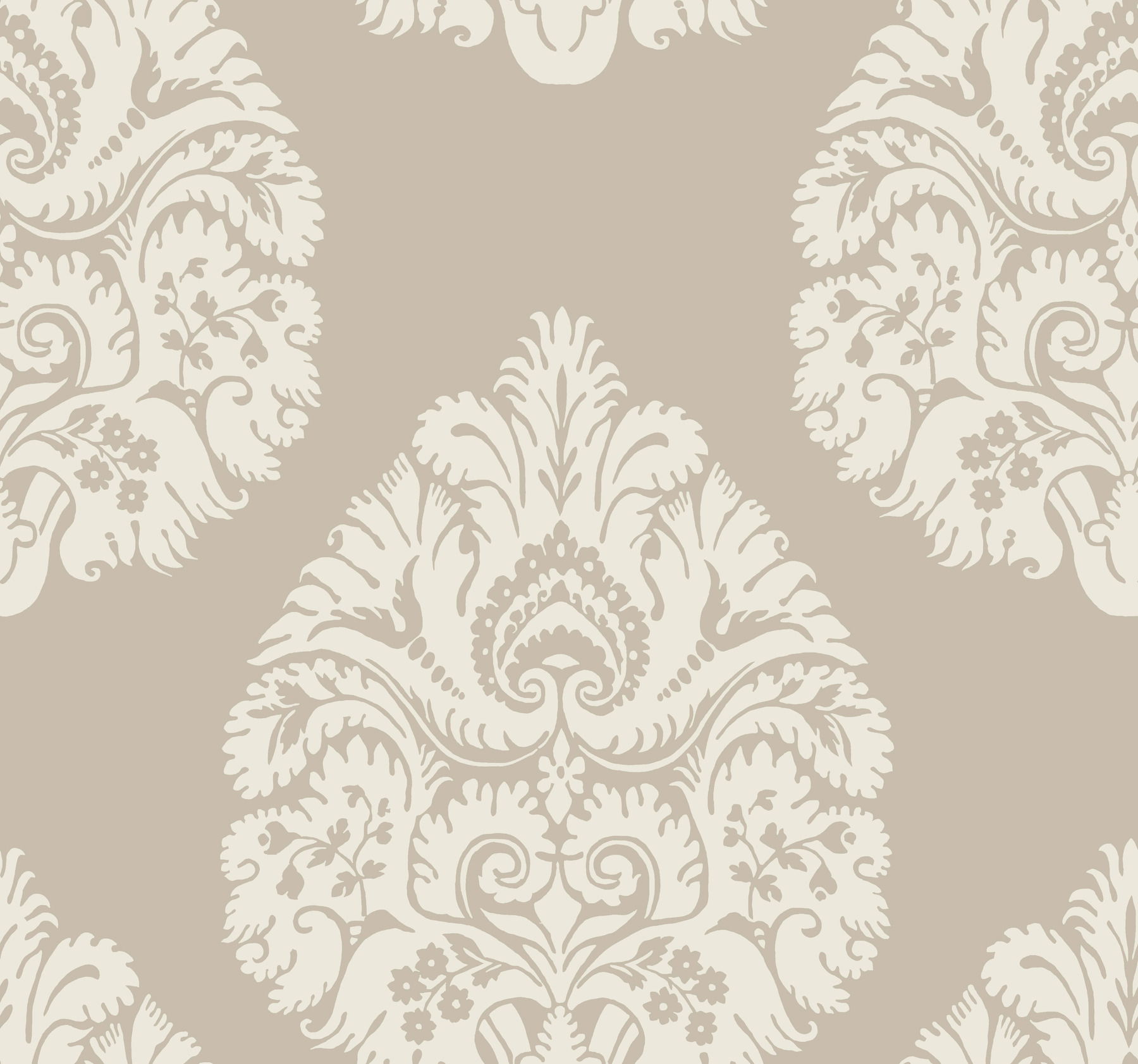 Teardrop Damask Beige Wallpaper large image 