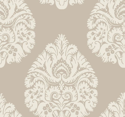Teardrop Damask Beige Wallpaper