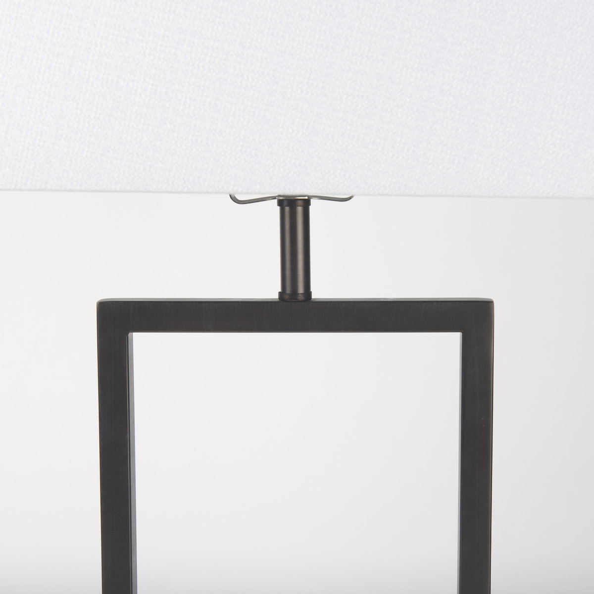Peyton  Black Metal with Marble Cube and White Shade Table Lamp, by Mercana, 14" length x 9" width x 26.2" height View 7