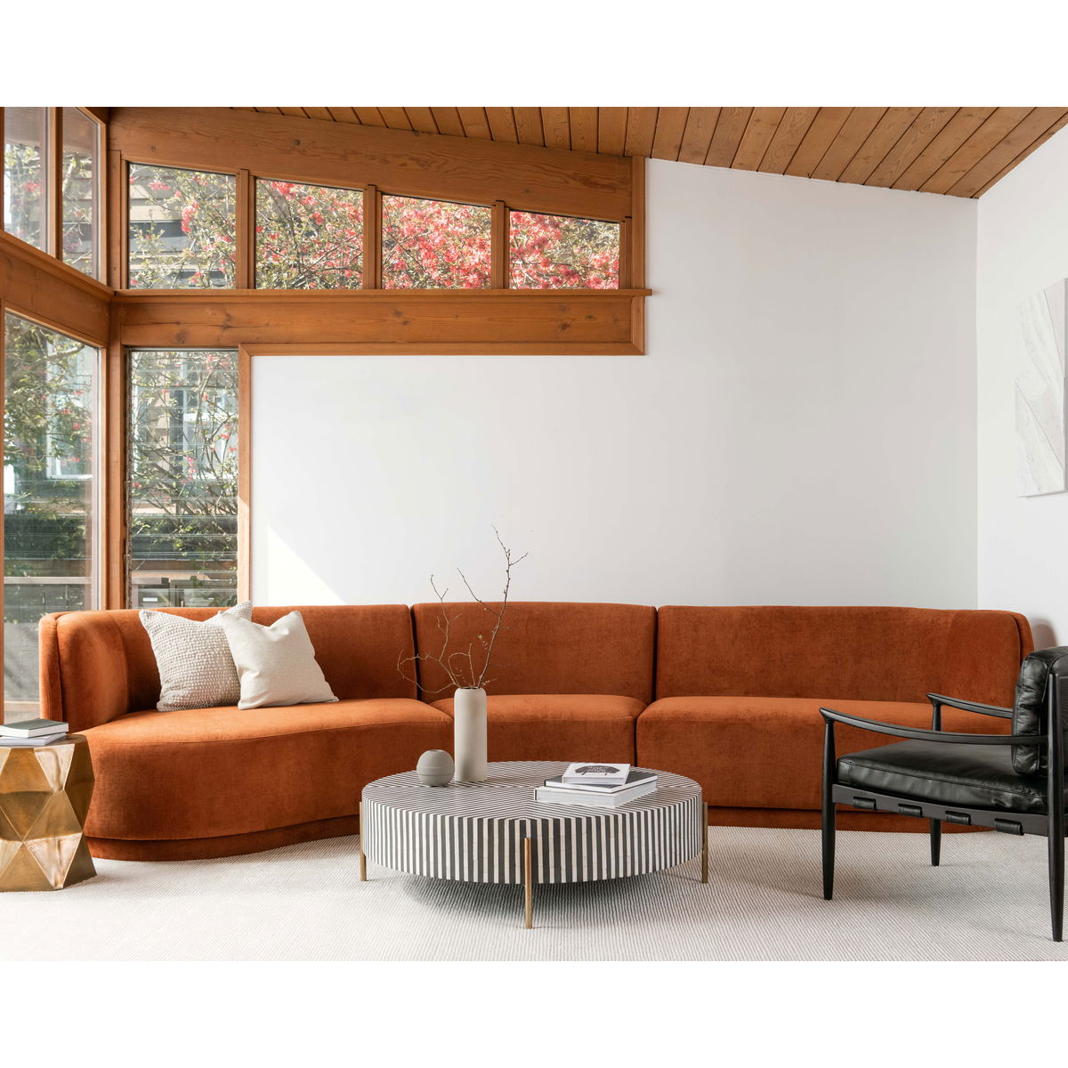 Chameau Large Coffee Table Black And White, by Moe's Home, 48" width x 12" height x 48" depth View 6
