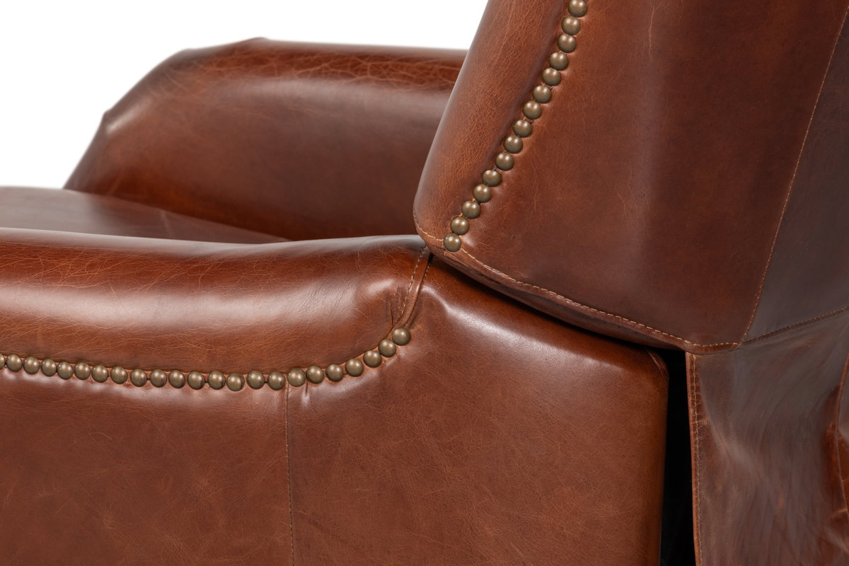 Ashford Leather Recliner, by Sarreid, 3'2" length x 2'6" width x 3'4" height View 4