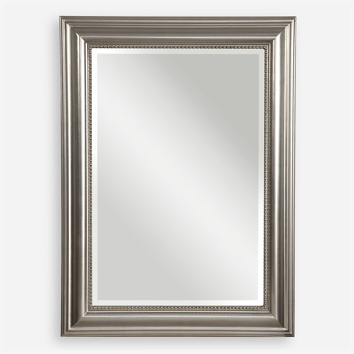 Stuart Silver Beaded Mirror, by Uttermost, 2'2.75" width x 3'0.75" height x 1.5" depth View 1