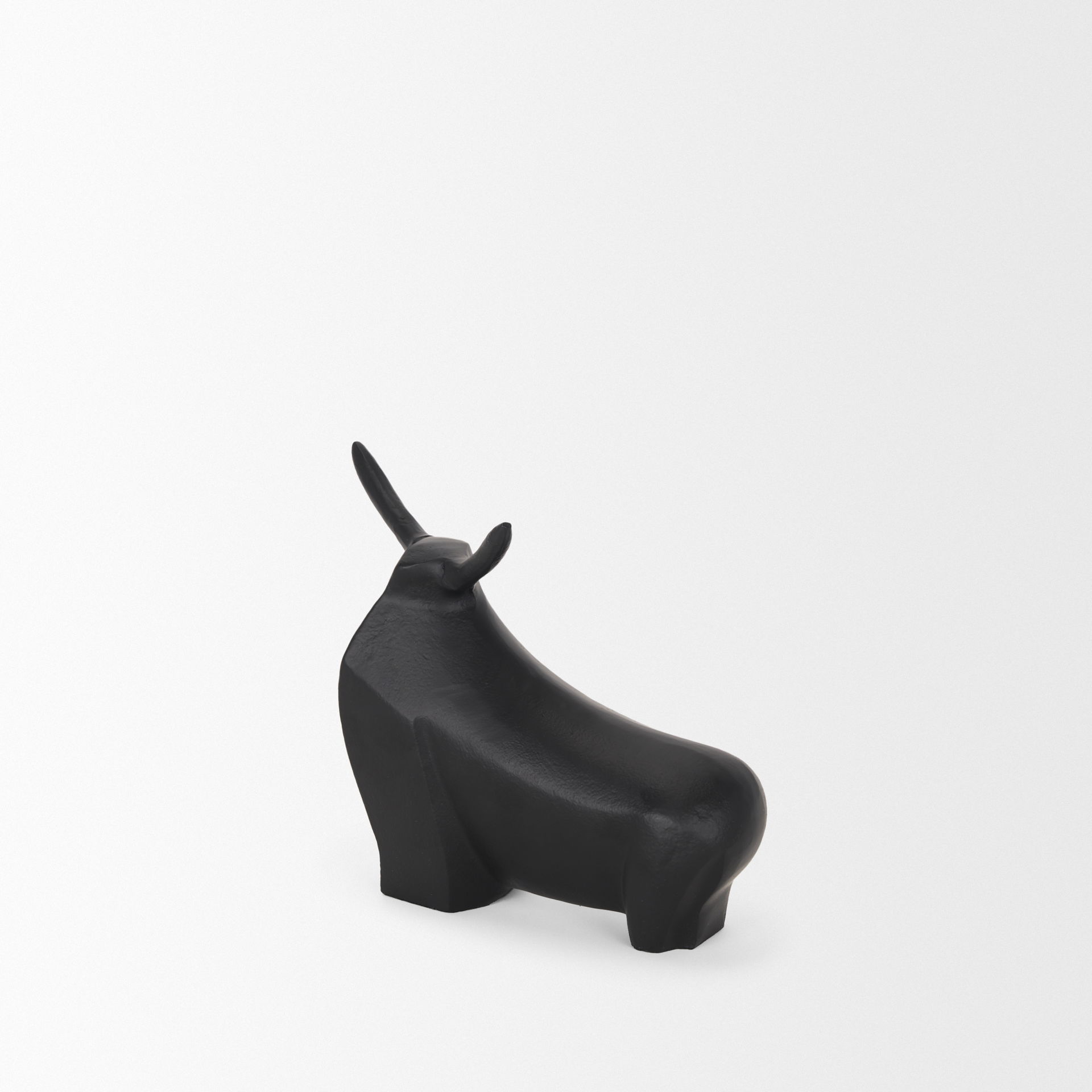 Radu Small Matte Black Metal Bull Decorative Object, by Mercana, 9.5" length x 3.25" width x 7.75" height View 6