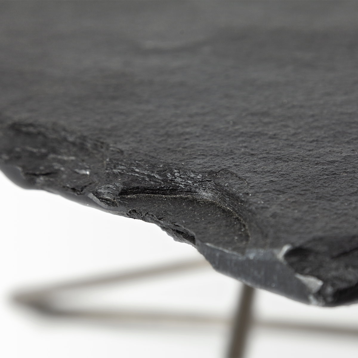 Pinera 37'x33' Black Slate With Iron Base Coffee Table, by Mercana, 37" length x 33" width x 18" height View 5