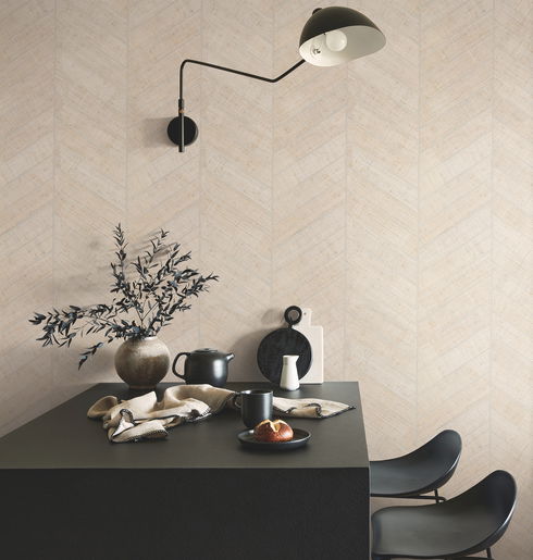 Atelier Herringbone White Wallpaper