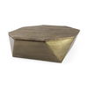Esagono Octagonal Gold Metal-Clad Reclaimed Wood Coffee Table with Storage, by Mercana, 48" length x 48" width x 15" height thumbnail 1