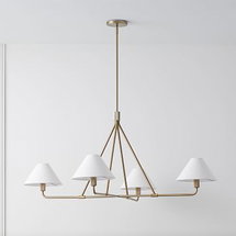 Online Designer Dining Room Beatrix Chandelier Dark Bronze White Linen (46")