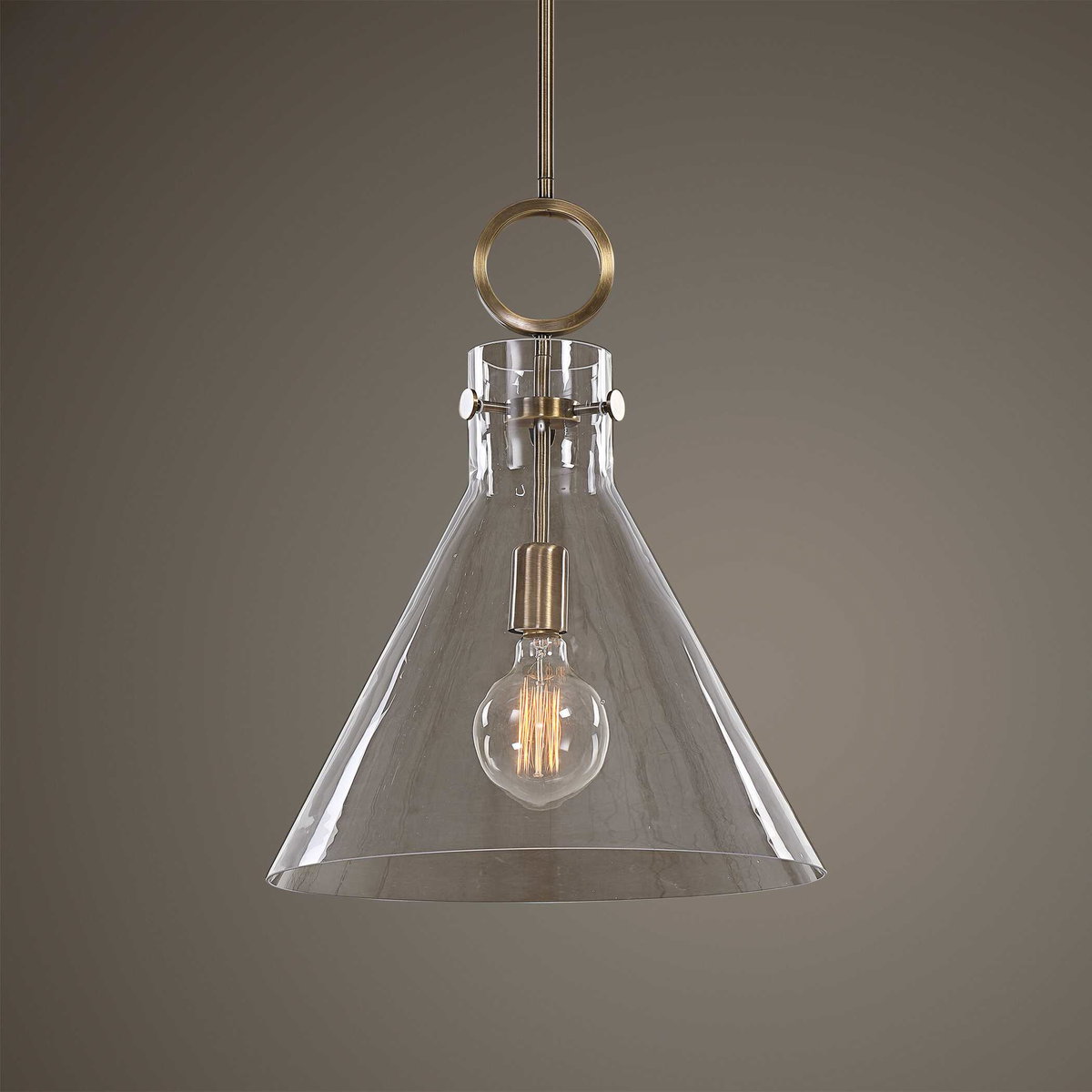 Imbuto Funnel Glass 1 Light Pendant, by Uttermost, 1'2.5" width x 1'7" height x 1'2.12" diameter x 1'2.12" depth View 2