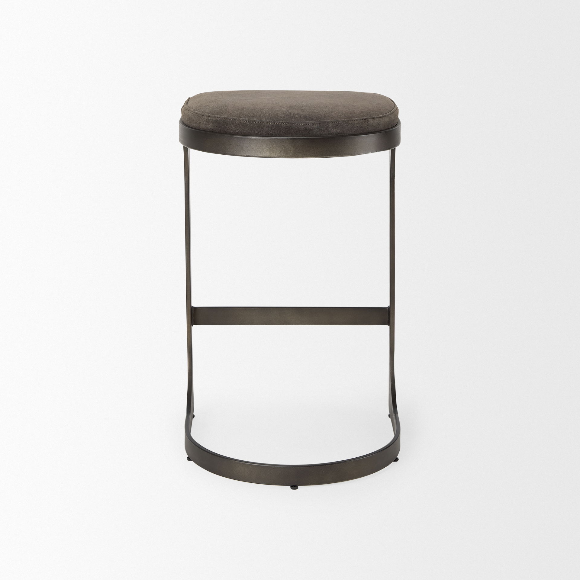 Tyson 17L x 18W x 28H Brown/Gray Suede with Metal Frame Counter Stool large image 