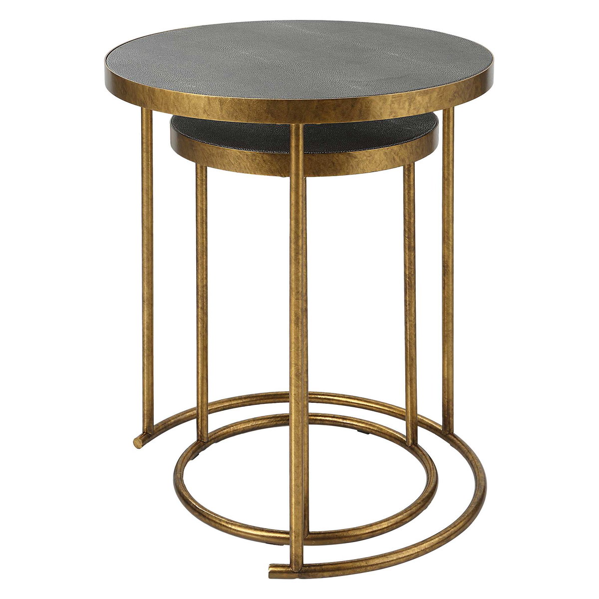 Aragon Brass Nesting Tables Set/2, Coffee Table by Uttermost, 19.5" width x 24" height x 19.5" depth View 6