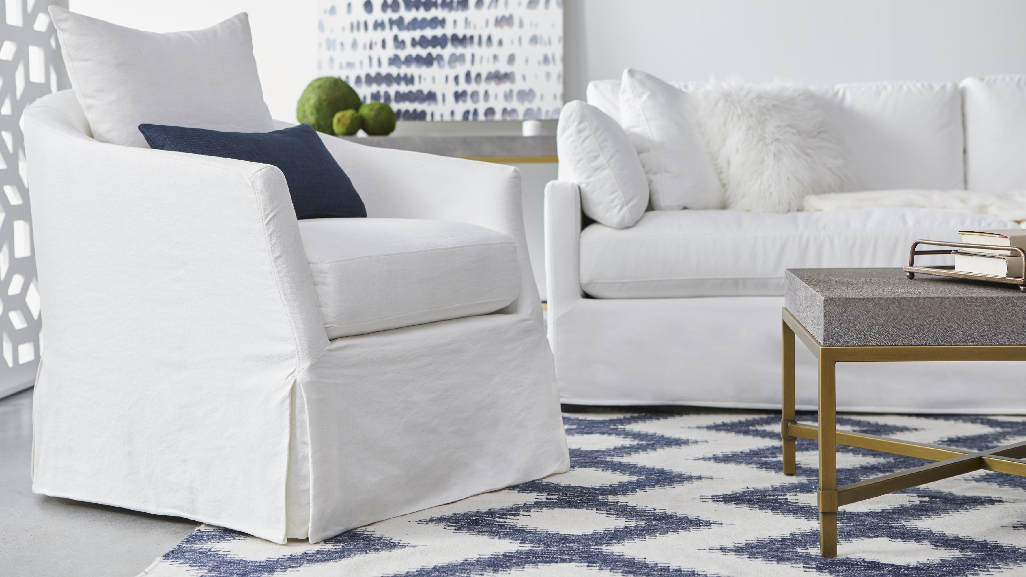 Faye Slipcover Swivel Club Chair large image 