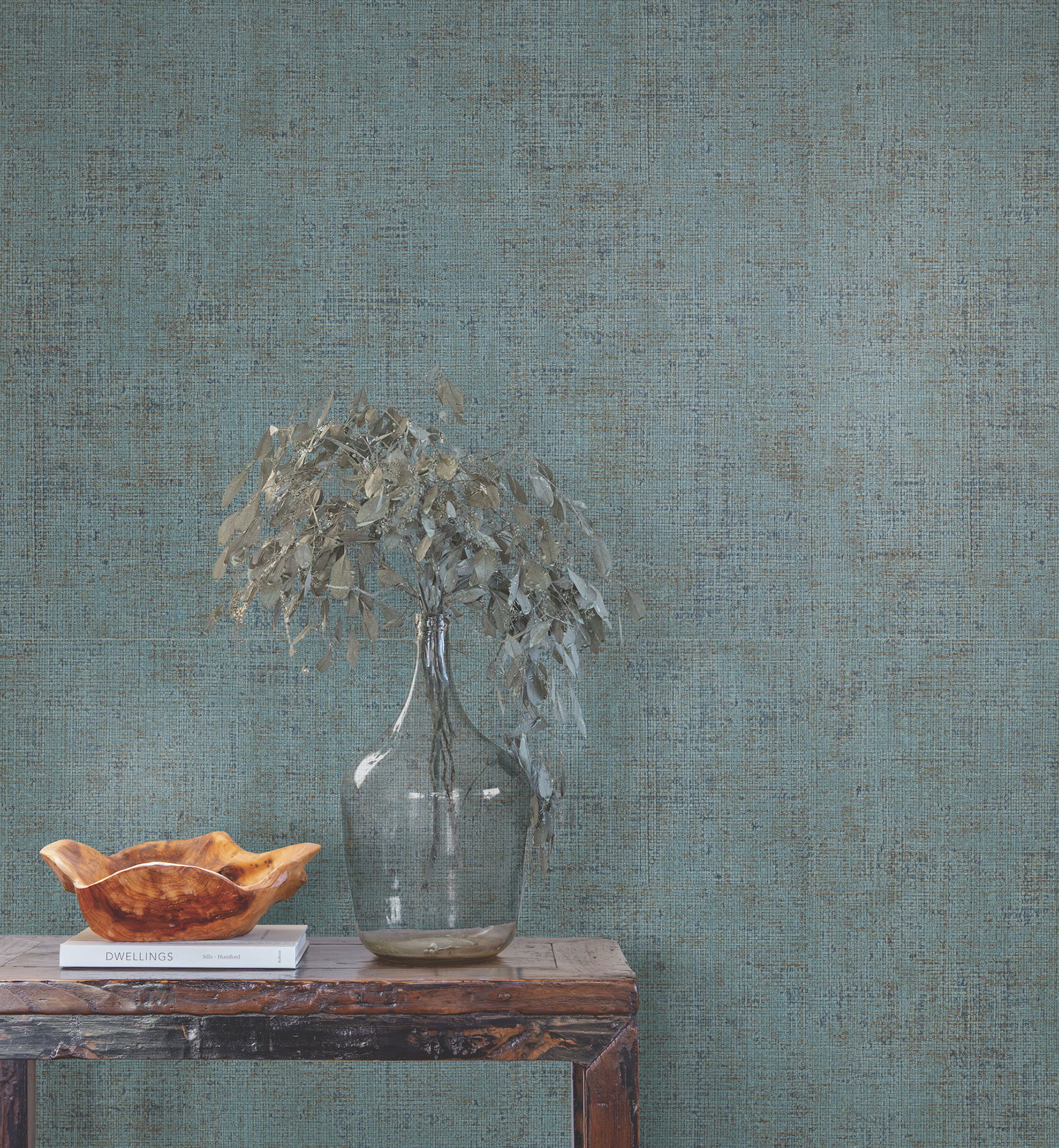 Alma Blue Faux Weave Wallpaper large image 