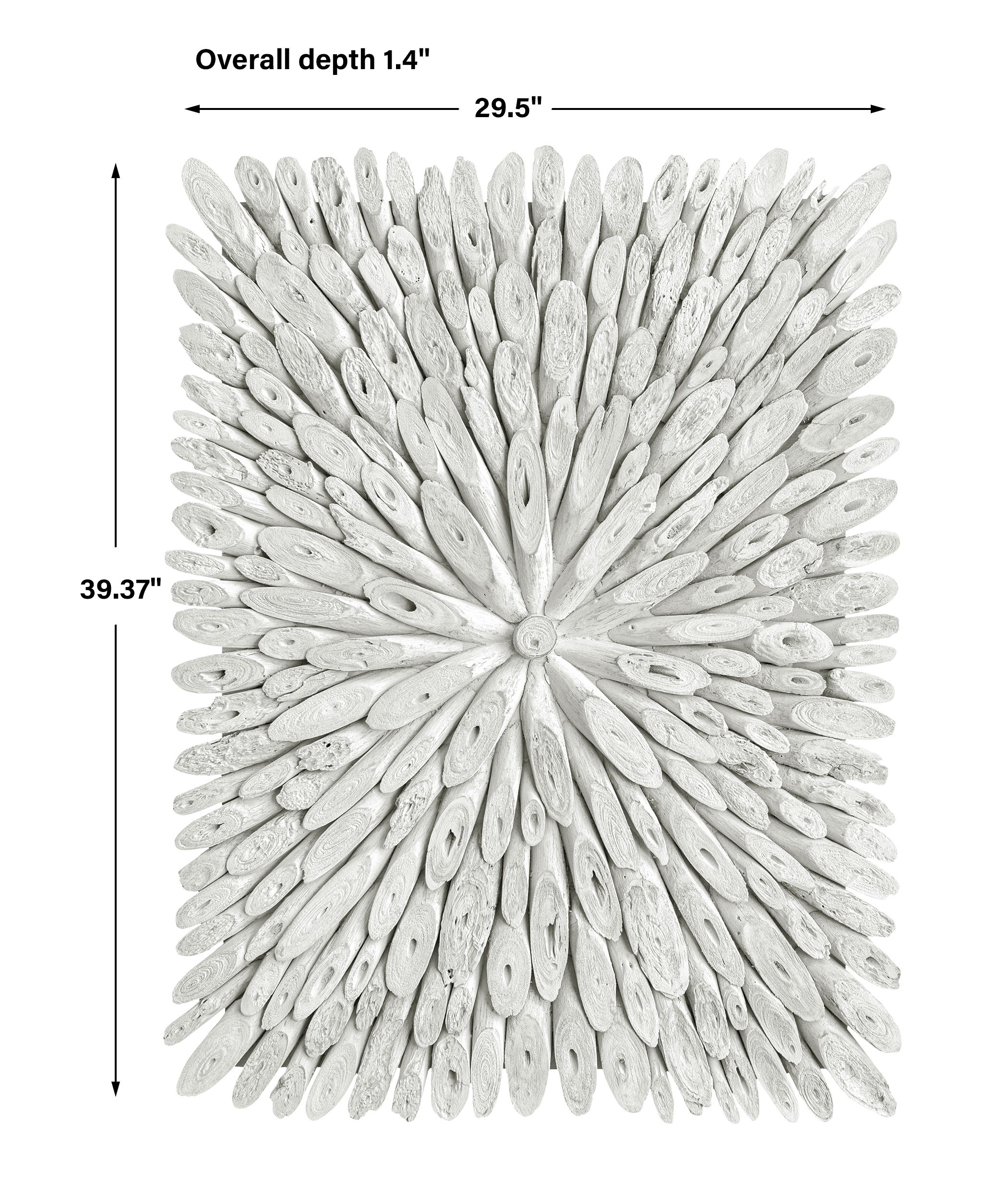 Bahama Wood Whitewashed Wall Decor, Sculptural Wall Art by Uttermost, 39.37" width x 29.5" height x 1.4" depth View 3