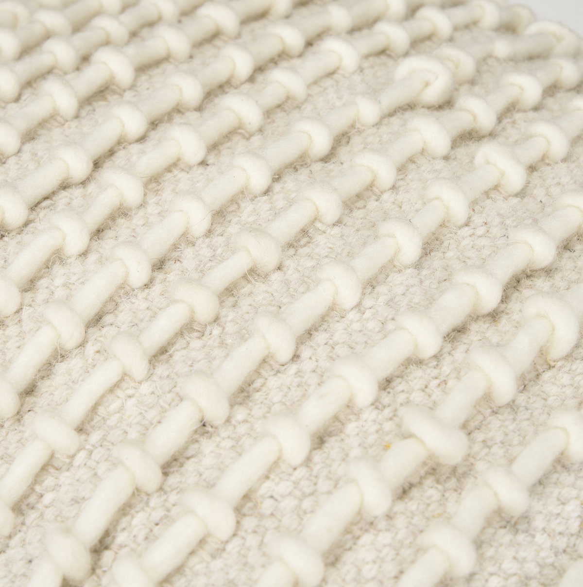 Sakaye Beige with Cream Stitched Patterned Pouf, Ottoman by Mercana, 16" length x 16" width x 16" height View 8