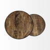 Clapp IV (Set of 2) 20L x 20W Brown Round Wood Top with Black Iron Frame Nesting Accent Tables thumbnail 8