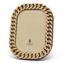 Online Designer Home Office L'Objet Cuban Link Hollywood Regency Gold Plated Beveled Glass Photo Frame - 4x6
