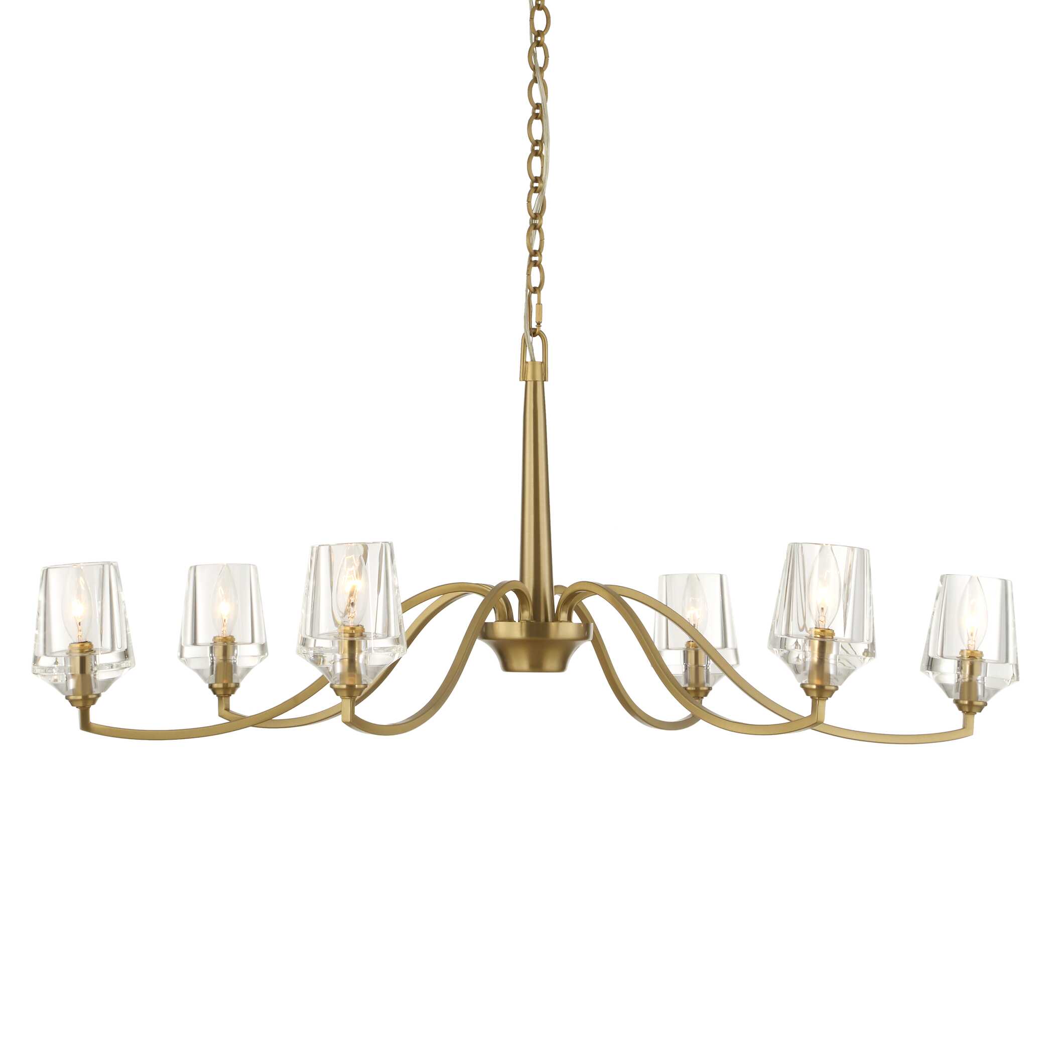 Barcelona 6 Light Brass Chandelier, Ceiling Light by Uttermost, 15.5" height x 40.25" diameter View 5