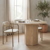 Parker Curved Back Dining Arm Chair | Cream Fabric with Gold Metal, Dining Chair by Mercana, 21.46" length x 21.06" width x 28.74" height thumbnail 5