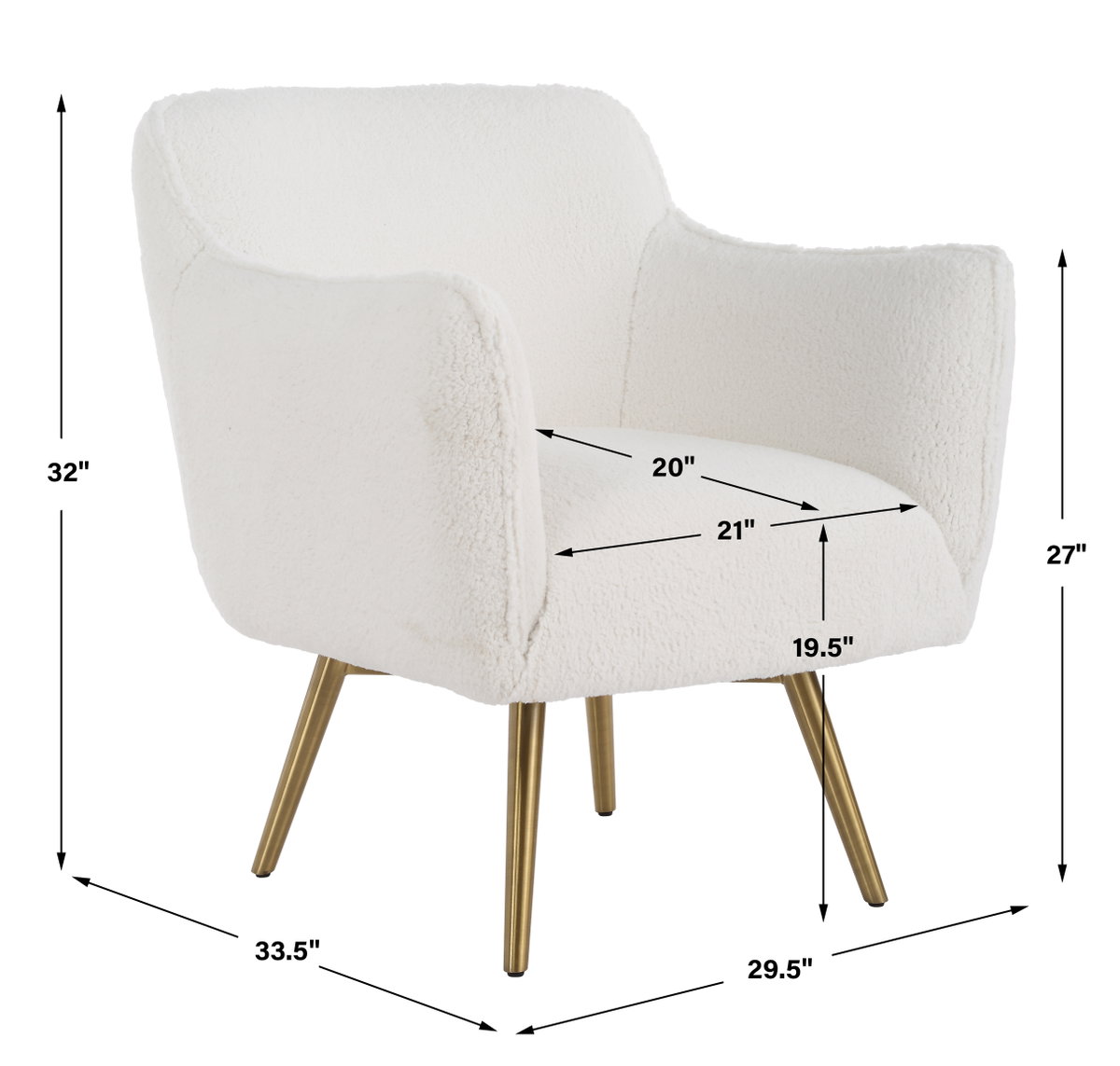 Oasis White Swivel Chair, Accent Chair by Uttermost, 29.5" width x 32" height x 33.5" depth View 3