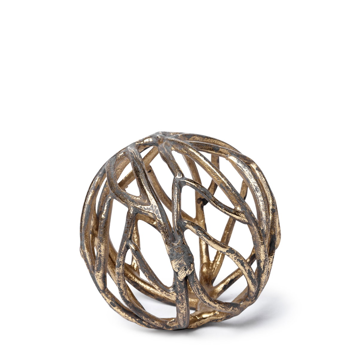 Sphaira Noir I Small 5L x 5W Gold Cast Aluminum Decorative Tree Branch Orb, Decorative Object by Mercana, 4.75" length x 4.75" width x 4.75" height View 7