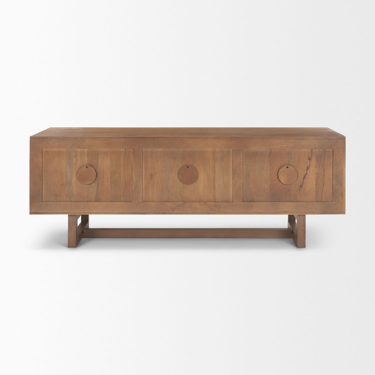 Grier 65' Medium Brown Wood with Cane Media Console, by Mercana, 65" length x 18.75" width x 23" height View 7