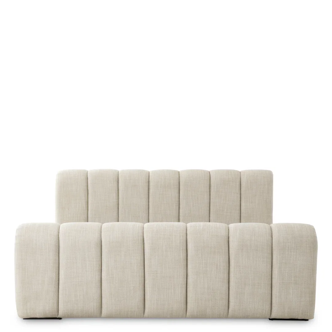 Bed Frame Kayden Albury Beige, by Eichholtz USA, 89.37" width x 52.36" height x 103.15" depth View 3