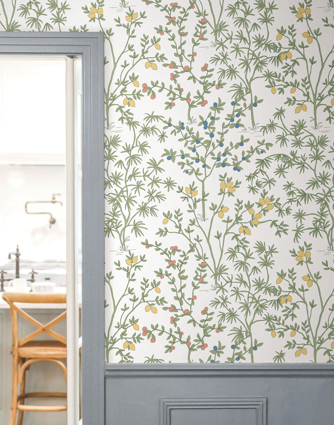 Lemon Grove White Peel & Stick Wallpaper large image 
