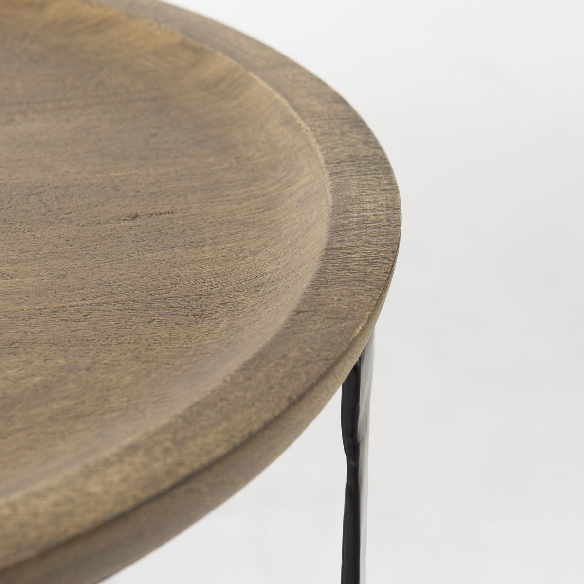 Aisley (Set of 2) 19.3L x 19.3W x 19H Light Brown Wood with Black Metal Base Round Nesting Side Tables, Side & End Table by Mercana, 19" length x 19" width x 19.25" height View 6