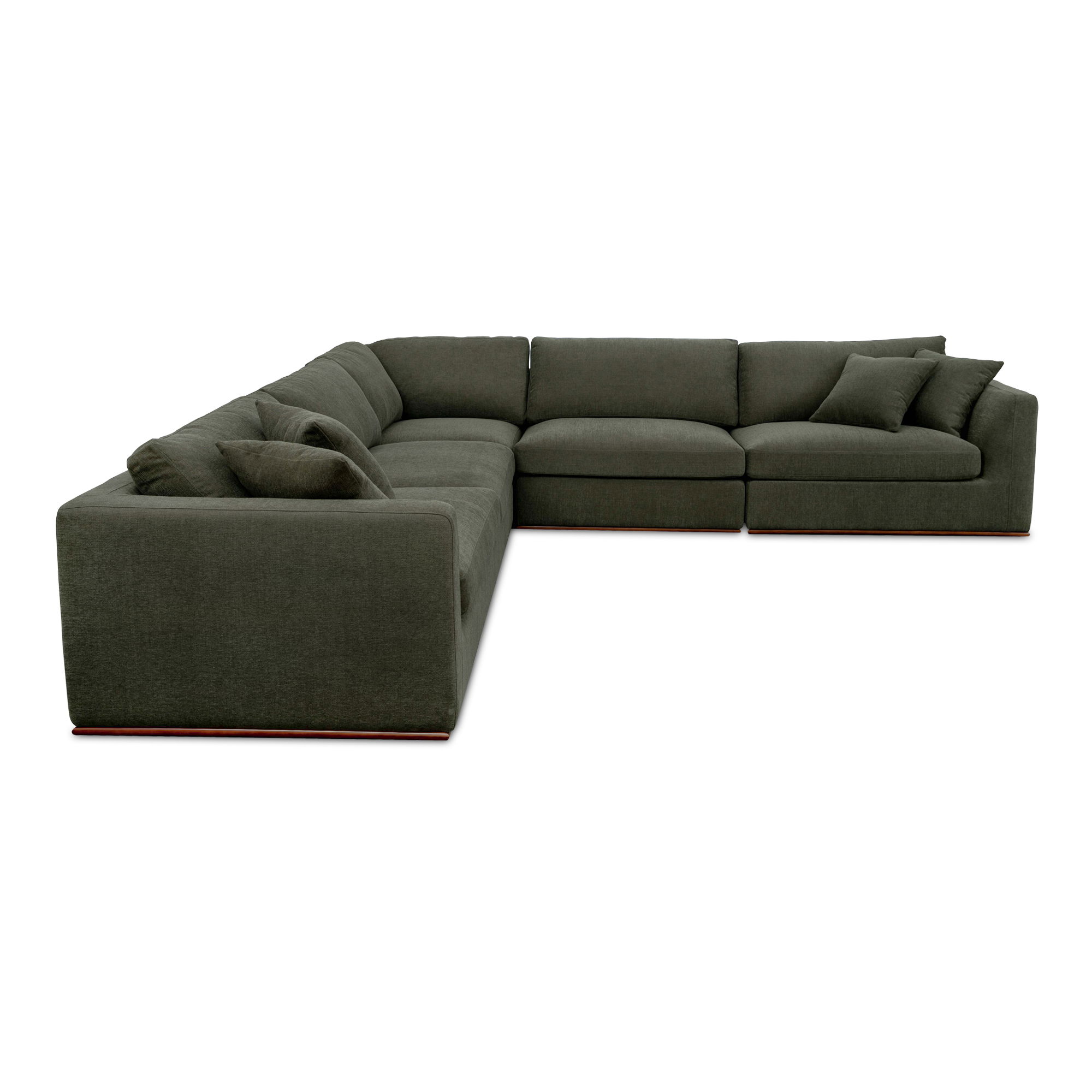 Rue Classic L Modular Sectional Dark Green, Sectional Sofa by Moe's Home, 136.2" width x 23.6" height x 136.2" depth View 2