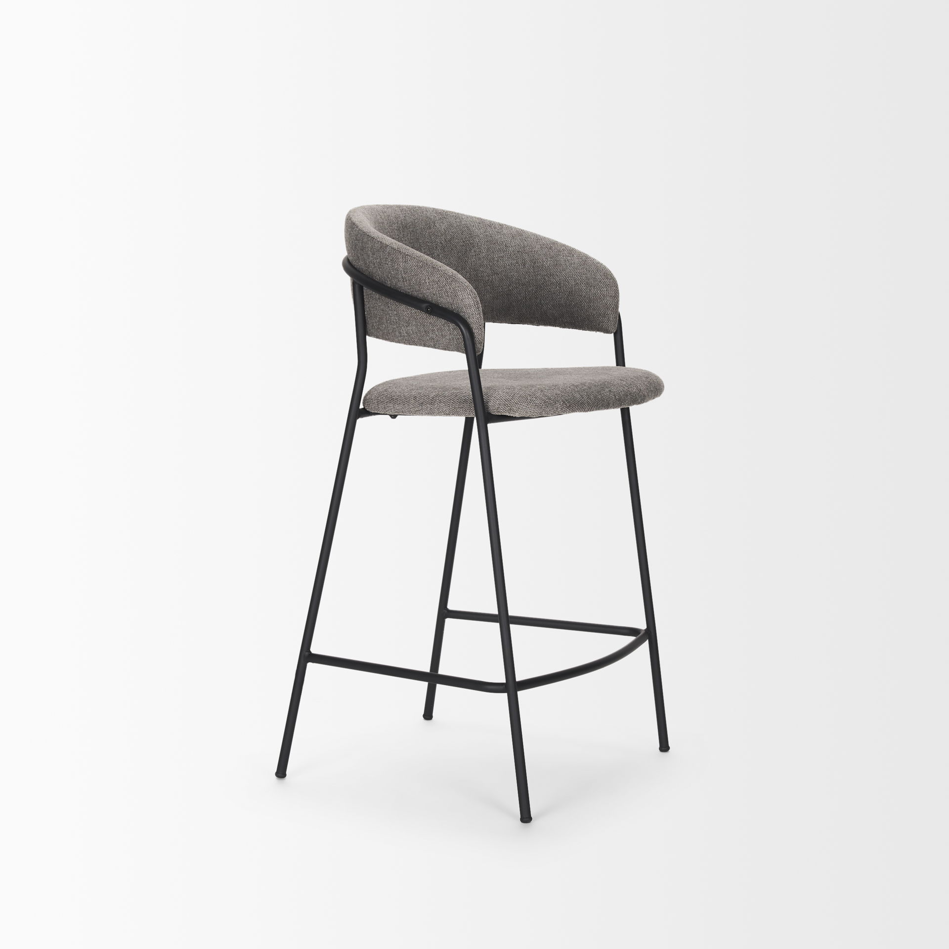 Carolyn Counter Stool with Gray Fabric & Matte Black Metal, Counter & Bar Stool by Mercana, 19.3" length x 20.4" width x 35.75" height View 8