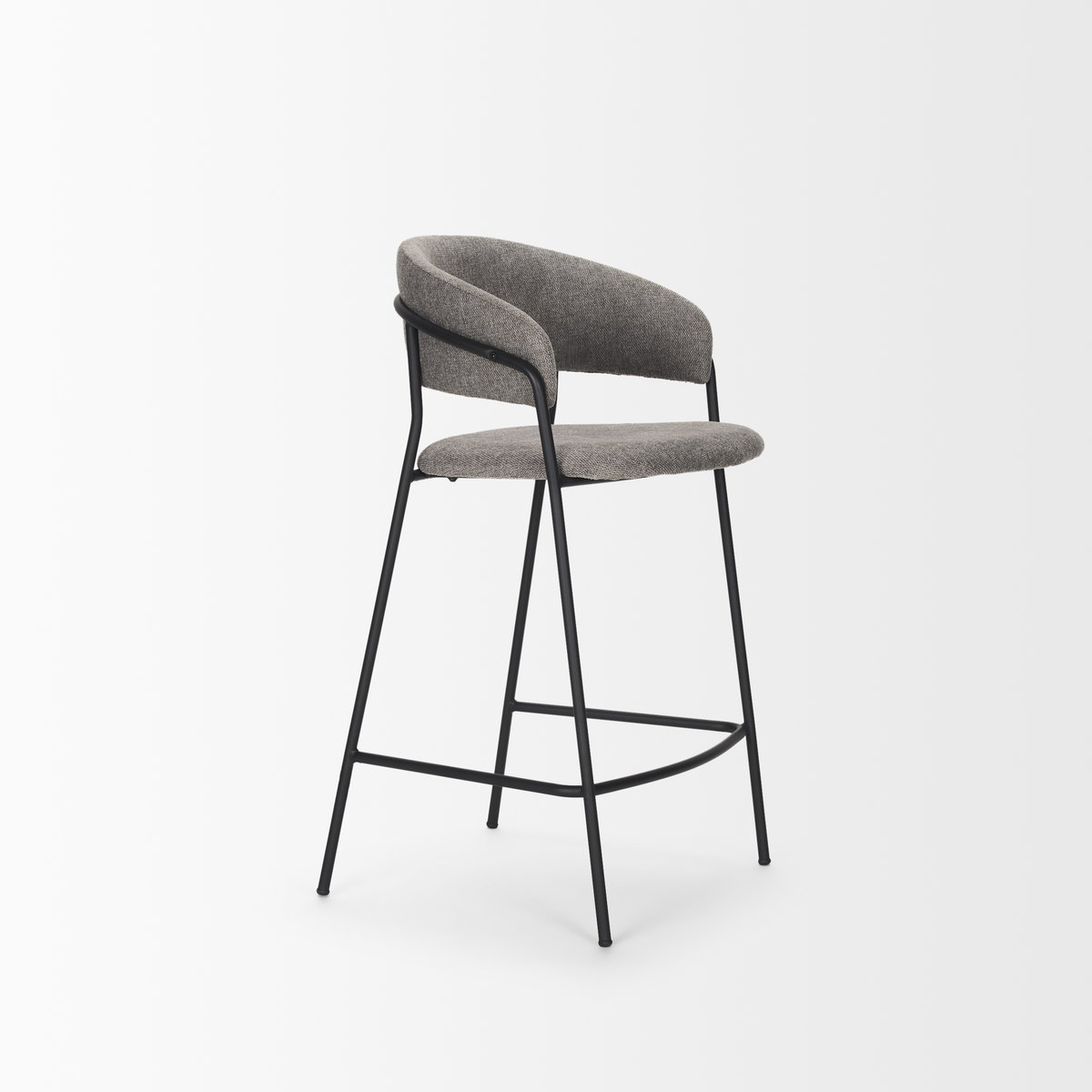 Carolyn Counter Stool with Gray Fabric & Matte Black Metal, Counter & Bar Stool by Mercana, 19.3" length x 20.4" width x 35.75" height View 8